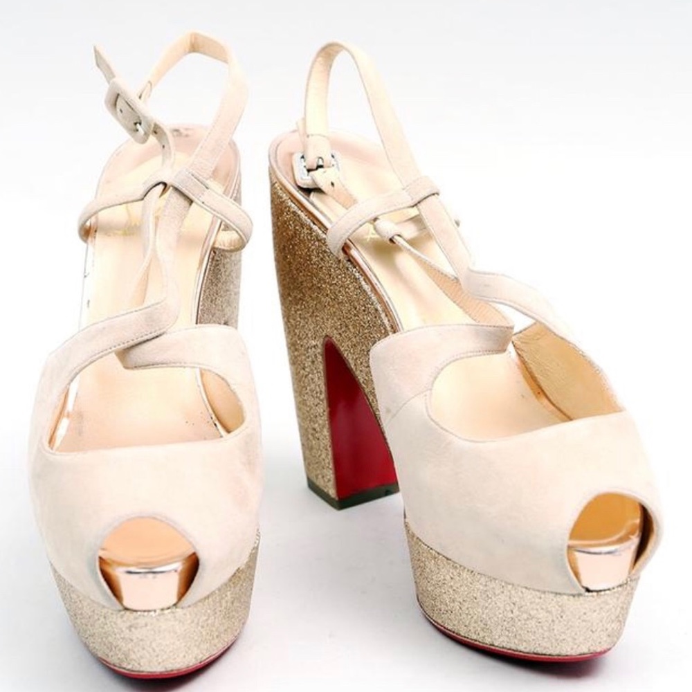 Authentic Peep toe Christian Louboutin Nude Martel 140 Platform Heels!!!! - Picture 2 of 16